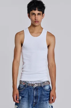 White Rib Full Length Vest-Jaded London Hot