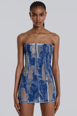 Zion Denim Corset Mini Dress-Jaded London Store